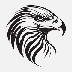 Black eagle head logo Vector Silhouette on white