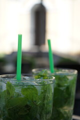 glass of mahito with mint