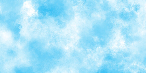 Digital art painting of cloudy sky, blurred and grainy Blue powder explosion with natural cloudy clouds and fog, watercolor design with watercolor texture with tiny white clouds.