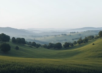 Fototapeta premium Spring Landscape of the Appalachian Plateau with Lush Hills