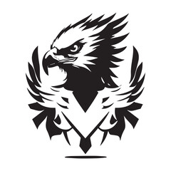 Black eagle head logo Vector Silhouette on white