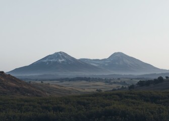 Fototapeta premium Mount Damavand at Late Morning with Bright Sky Colors