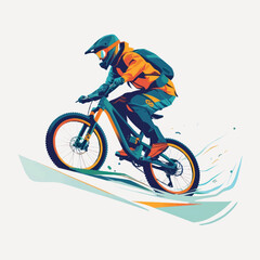 Fototapeta premium Dynamic mountain biking adventure illustration