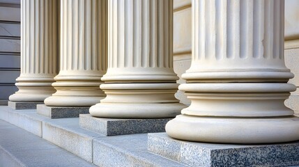 Stone colonnade and stairs detail showcasing classical pillars in a building facade.