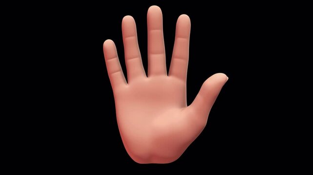 Fingers count from one to five and count down on an alpha channel background.