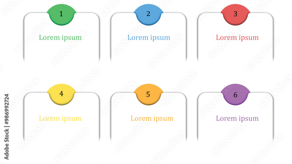 Leinwandbilder this image features layout with six numbered sections, each containing placeholder text. sections ar