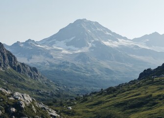 Fototapeta premium Summer Noon at Mount Rainier with Bright Skies