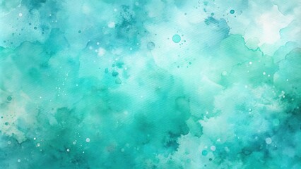 Watercolor abstract turquoise background with streaks and spots, artistic design