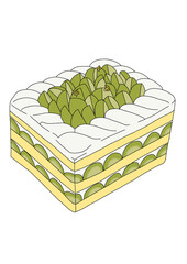 Cake with green grapes vector for sticker 