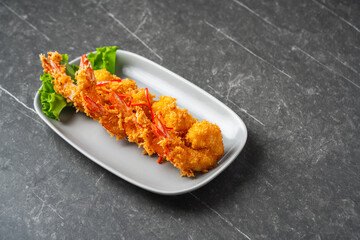 Crispy fried shrimp.Deep fry shrimp with Breadcrumbs