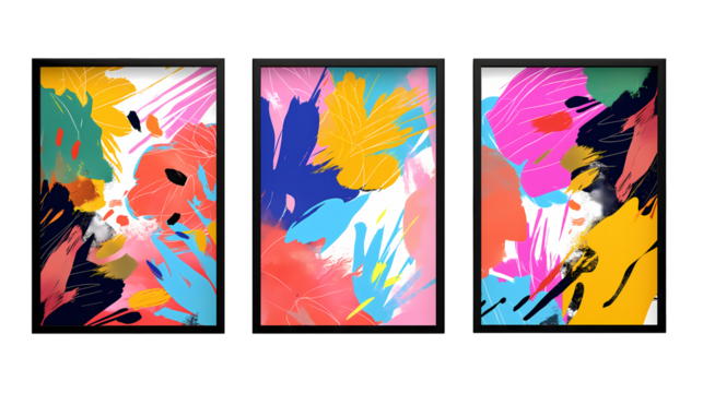 colorful vintage texture art triptych, cover design, illustration, poster, decoration painting wallpaper