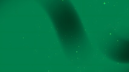 Dark green gradient background, glowing stars, dark curved shape