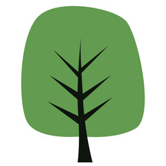 Green tree isolated on a white background. Simple flat style, vector illustration. Tree icon.