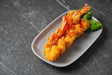 Crispy fried shrimp.Deep fry shrimp with Breadcrumbs