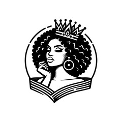 beauty line art queen logo template. goddess of nature logo illustration