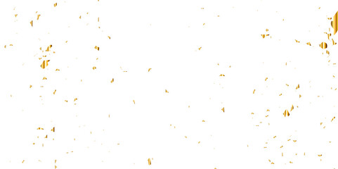 Abstract doted and confetti golden glitter and zigzag ribbon particles splatter on transparent background. Luxury golden glitter confetti that floats down falling bokeh celebration background.