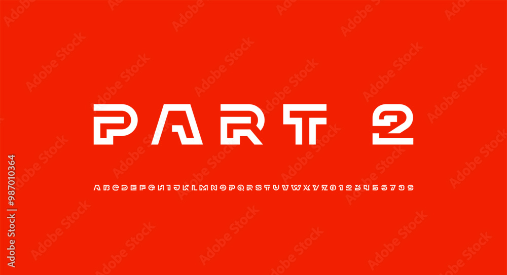 Wall mural modern font alphabet from segment white line