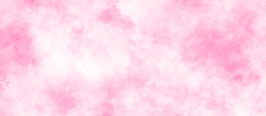 Soft pink clouds texture with white tiny clouds, Beautiful and smooth soft blurred pink texture in center with blank, Smooth and bright abstract brush stroke acrylic watercolor background.
