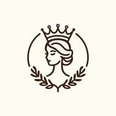 beauty line art queen logo template. goddess of nature logo illustration