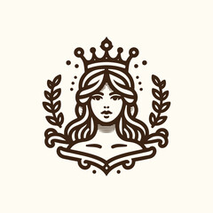 beauty line art queen logo template. goddess of nature logo illustration