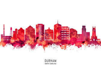 Fototapeta premium Durham North Carolina Skyline Red