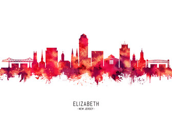 Fototapeta premium Elizabeth New Jersey Skyline Red