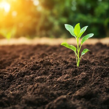 Soil enriched with organic matter being prepared for crop planting