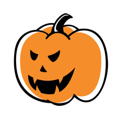 Art & Illustration. Halloween Pumpkin Illustration. Pumpkin Face for Halloween Day Party