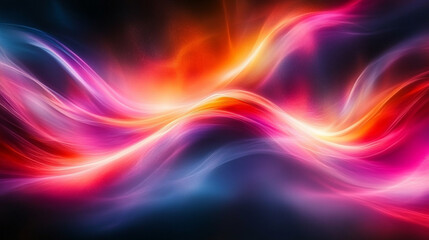 A vibrant abstract image showcasing flowing waves of colorful light against a dark background, perfect for creative projects.