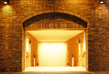 Entrance of old fashioned brick masonry.