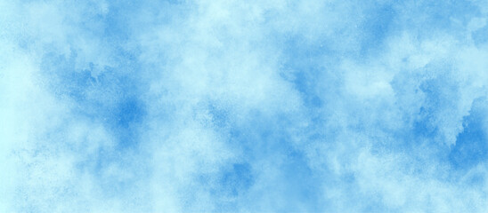 Blue clouds on the sky with soft natural cloudy stains, Watercolor painting with gradient painted cloudy blue texture, texture blue white paper background, Blue watercolor cloudy sky background.