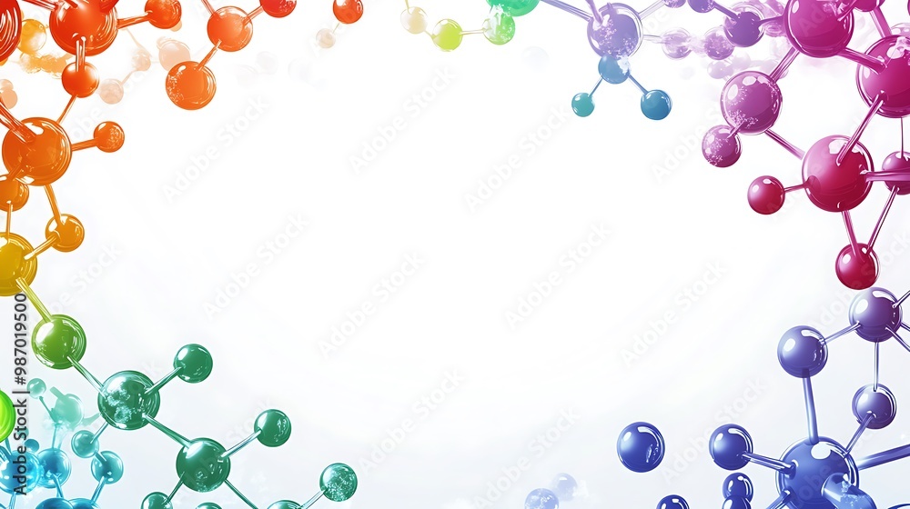 Aufkleber Abstract background with colorful molecule structures on white space for copy.
