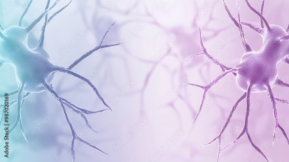 Aufkleber abstract illustration of interconnected neurons with a soft, pastel color scheme.