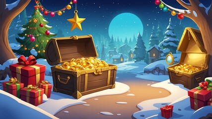 Christmas Treasure Hunt Cartoon Background Design