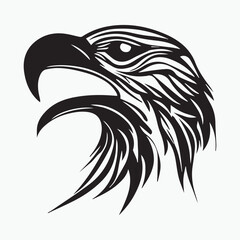 Black eagle head logo Vector Silhouette on white