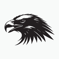Black eagle head logo Vector Silhouette on white