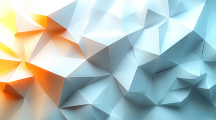 Fototapeta premium Abstract geometric background featuring angular shapes in soft blue and orange hues, ideal for modern design projects.