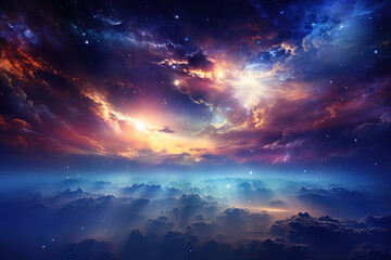 Fototapeta premium Incredible Sunrise and Earth view from space with Milky way galaxy