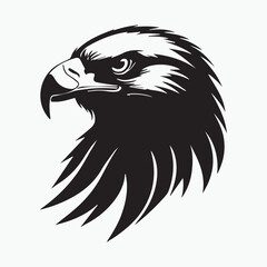 Obraz premium Black eagle head logo Vector Silhouette on white