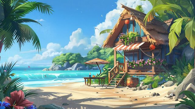 Sunset serenity at a beach bar nestled in the sand