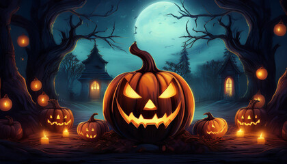 Digital art halloween illustration