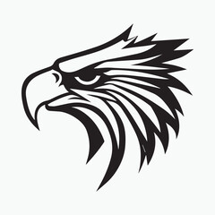 Black eagle head logo Vector Silhouette on white