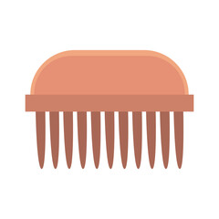 Rounded hair comb with tooth in flat design. Barber hairstyle accessory. Vector illustration isolated.
