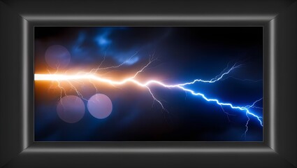 Lightning Bolt, Thunderbolt or Flash Bolt, Blue Lightning or Magic Power Blast, Thunder and Lightning Isolated on Black Background
