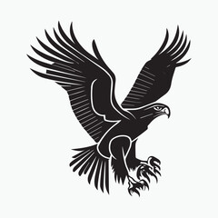 Black eagle head logo Vector Silhouette on white