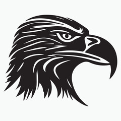 Black eagle head logo Vector Silhouette on white