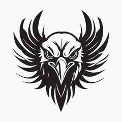 Black eagle head logo Vector Silhouette on white