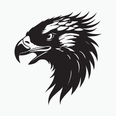 Black eagle head logo Vector Silhouette on white