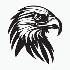 Black eagle head logo Vector Silhouette on white