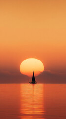 silhouette of sailboat at sunset on calm ocean water